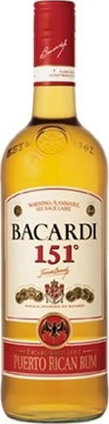 A Bacardi 151 Puerto Rican Rum 750ml (75.5%vol/Proof)